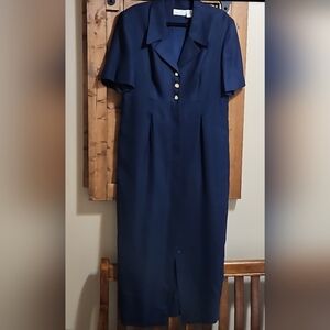 Liz Claiborne Dresses Vintage Blue Rayon Button Front Maxi Dress Size 16